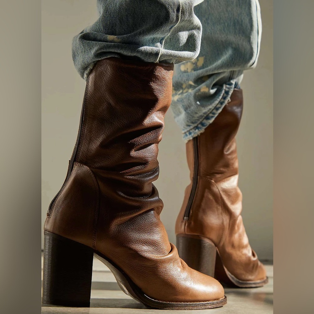 Free People Elle block heel boots size 10